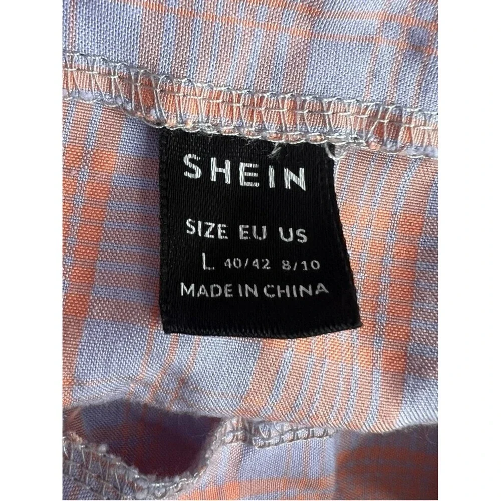 SHEIN skirt checkered orange Pastel Peach & Light Blue lilac Plaid Mini Skirt